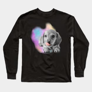 Dachshund Puppy Watercolor Long Sleeve T-Shirt